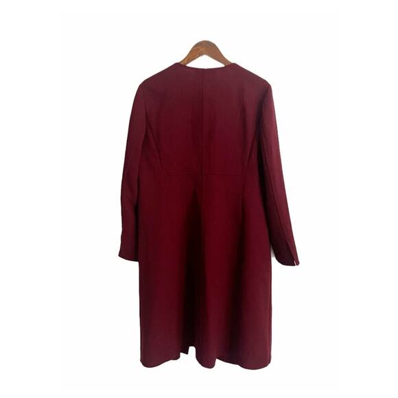 Lafayette 148 Lightweight Wool Jacket Long Length Burgundy Wine Red 12 - Picture 3 of 10